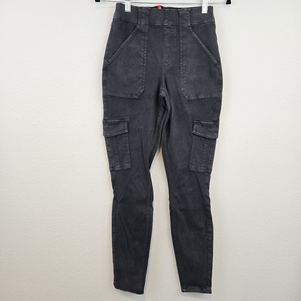 Black Spanx Stretch Twill Ankle Cargo Pants
